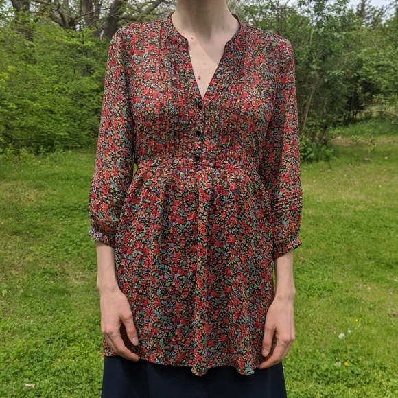 vintage twentyone small floral print sheer blouse - Picture 3 of 4